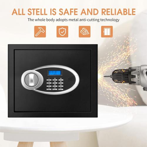 1.6 Cuft Fire proof Safes for HOME USE, Anti-Theft Digital Personal Security Safety Box with Electronic Keypad and Spare Keys, Home Safes Fireproof Waterproof for Money Medicine Document Valuables