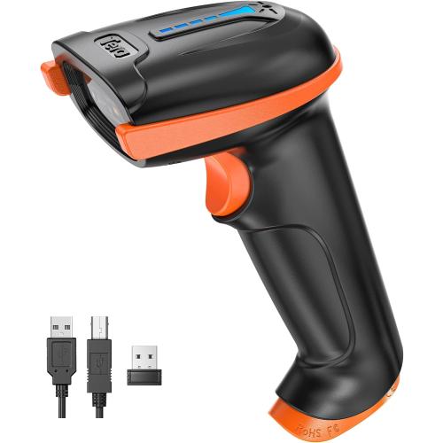 Tera 1D 2D QR Barcode Scanner Wireless and Wired with Battery Level Indicator Digital Printed Bar Code Reader Cordless Handheld Barcode Scanner Compact Plug and Play Model D5100