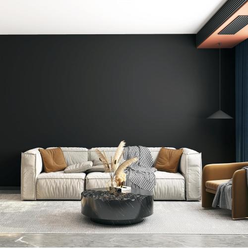 Black Peel and Stick Bathroom Removable Wallpaper Thicken Vinyl Modern Matte Textured Solid Color Self-Adhesive Wallpaper Wrap Contact Paper for Bedroom Kitchen Cabinet (24x393 Black)