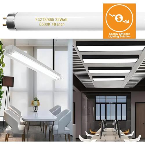 Konideke 25 Pack T8 Fluorescent Bulbs 4 Foot, F32T8/865 Fluorescent Light Bulb 48 Inch 32 Watt 6500K Daylight 2500 Lumens G13 Base