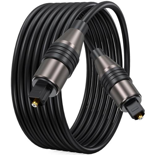 FEMORO Fiber Audio Optical Cable 10 Ft Long, Toslink S/PDIF Optic Cord Replacement from Digital TV to Soundbar