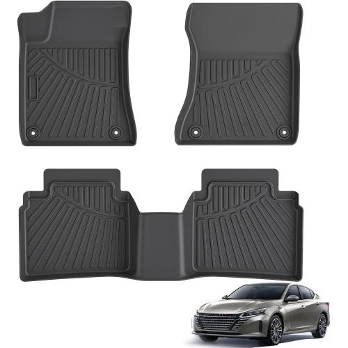 MOOREVER® Floor Liners for 2019-2025 Nissan Altima, Custom Fit Automotive Floor Mats All Weather Protection, Heavy Duty TPE 1st & 2nd Row Car Mat for Nissan Altima S/SL/SR/SV/Platinum Accessories