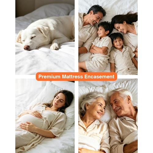 Zippered Queen Mattress Protector Waterproof Cover 60x80 Fits 6-9 inch Depth, Ptsuker Fully Encased Encasement Liquid Proof Urine Pee Protection