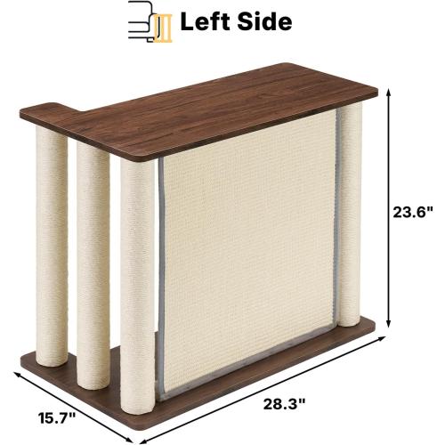 Veehoo Couch Protector from Cat Claws, Couch End Table with Cat Scratch Panel and Scratching Posts, Pet Corner Sofa Side Table Scratcher, Back Walnut, Left‼️used‼️