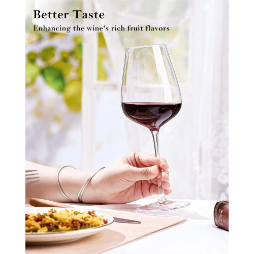 JBHO Hand Blown Italian Style Crystal Bordeaux Wine Glasses - Great Gift Packaging - Red Wine Glasses Lead-Free Premium Crystal Clear Glass - Set of 4-18 Ounce