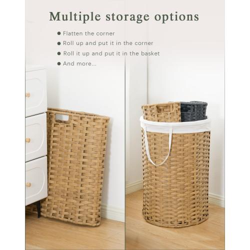 SETVSON Large Laundry Hamper Laundry Basket Round 34.3 Gal (130 L) Handwoven Wicker Laundry Baskets Rattan Laundry Basket with Laundry Bag Handles 2 Mesh Bags for Living Room Bedroom Natural