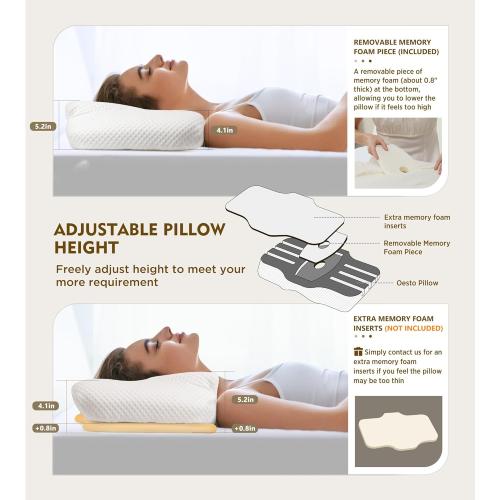 Osteo Cervical Pillow for Neck Pain Relief, Hollow Design Odorless Memory Foam Pillows with Cooling Case, Adjustable Orthopedic Bed Pillow for Sleeping, Support for Side Back Sleepers