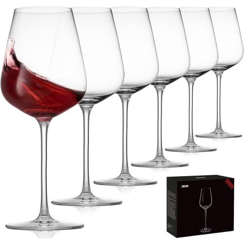 JBHO Hand Blown Bordeaux Wine Glasses - Set of 6-18 Ounce - Great Gift Packaging - Red Wine Glasses Lead-Free Premium Crystal Clear Glass