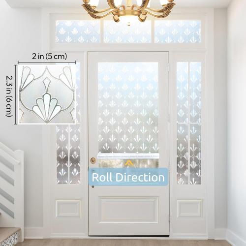 rabbitgoo Privacy Window Film Non Adhesive Frosted Glass Sun Blocking Self Static Cling Decorative for Home Kitchen Living Room, Removable and Reusable, 35.4 x 157.4 inches