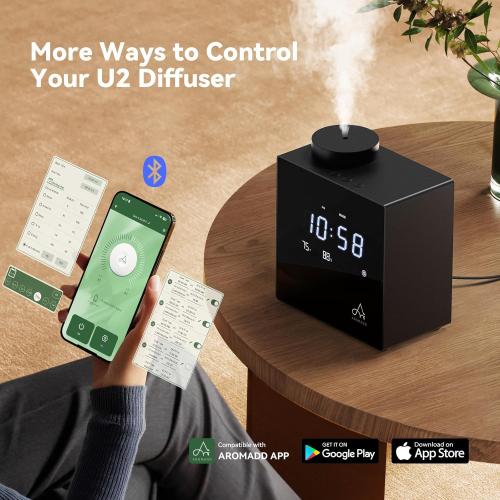 2026 Smart Waterless Diffuser, 2000 Sq.Ft Cold Air Scent Machine with Clock & Environmental Display | 7 Fragrance Levels, 9 Timer Settings, Hotel Collection Diffuser for Home & Large Rooms (Black)