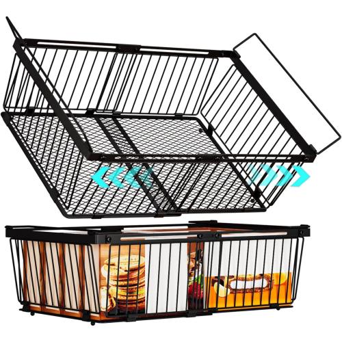 Large Freezer Organizer Bins for 10 to 20 Cu.Ft,Leak-Proof Bottom,2 Pack | ANJUBANFreezer Organizer Bins, Stackable,expandable,foldable,With handle Wire Storage Container Baskets for Sort Frozen Meats