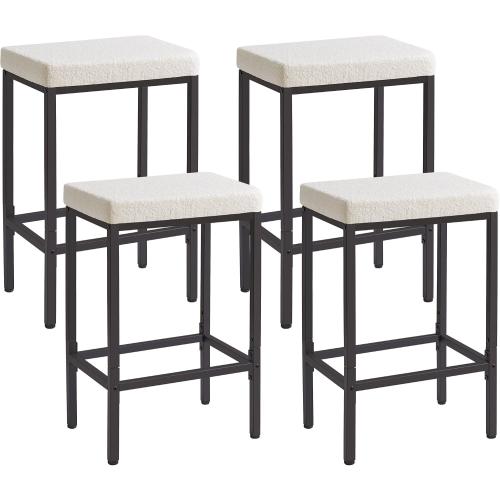 26 Inch Counter Height Bar Stools Set of 4, Fabric Barstools HBS514W-2 | White Kitchen Barstools with Metal Leg, Modern Bar Stool Chairs for Kitchen Island Counter Breakfast Bars Living Room Party