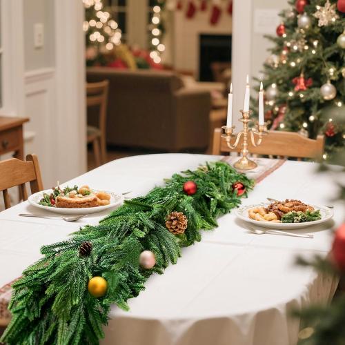 Christmas Garland Decorations Indoor Decor: 6 FT Artificial Realistic Pine Garland Green Faux Greenery Garland for Mantle Staircase Table Wall Outdoor Christmas Decorations