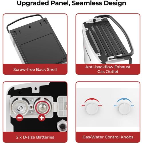 CAMPLUX Tankless Water Heater Outdoor, 1.32 GPM Portable Propane Camping Water Heater, 5L, AY132, White