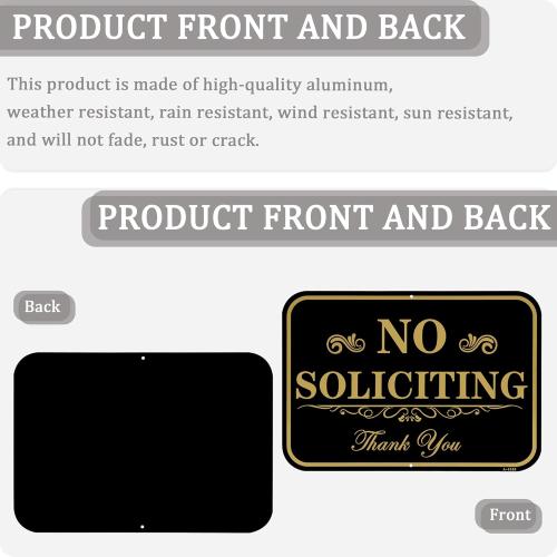 Large No Soliciting Sign with Stake,14 x 10 Inch 40-mil Thick Aluminum,37 Inch Long Adjustable Height,Outdoor Metal No Soliciting Yard Sign for House/Front Door and Business