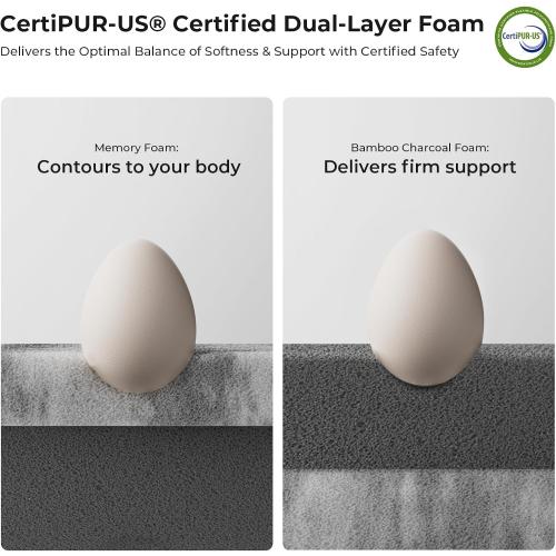 Bamboo Mattress Topper Twin Size 3 Inch, Cooling Gel & Bamboo Charcoal Memory Foam Mattress Topper for Back Pain Relief, Firm Dual-Layer Foam Bed Pad with Removable Cover College Dorm