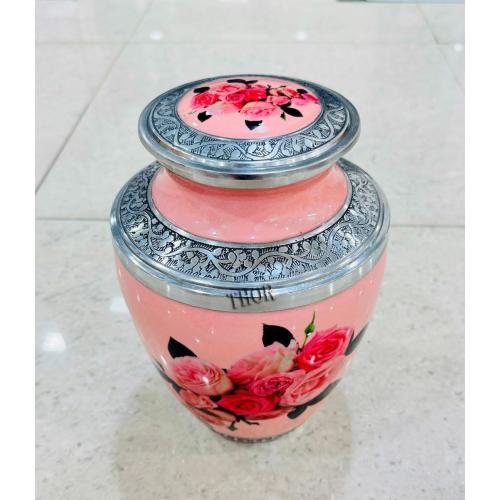 Rose Aluminum Ashes urn. Cremation urns for Human Ashes Adult Female. Burial urns for Ashes Adult Female