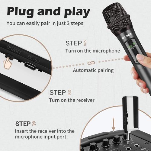 talomen Wireless Microphone,Professional Dual Handheld Cordless Dynamic Mic System with Rechargeable Receiver(160 Ft),Karaoke Microphone Set for Singing,Karaoke,Wedding,DJ,Party,Speech,Church,K60-2