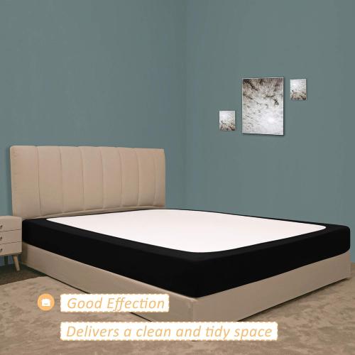 Stretch Jersey Box Spring Cover Wrap Around, Bed Skirt Alternative, Ultra Soft & Wrinkle Resistant, King/Cal King, Black