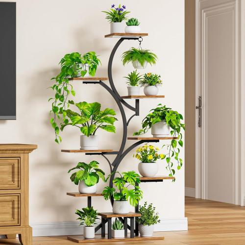 Rhncof Plant Stand with Grow Light: 9 Tiered 54 Tall Large Plant Shelf with Grow Lights - Indoor Plant Shelves Lighted Plant Stand for Indoor Plants, Living Room, Patio, Corner