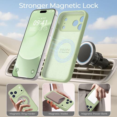Ktele Magnetic for iPhone 17 Pro Max Case [Compatible with Magsafe] [Premium Silicone Satin-Smooth Touch] Slim Shockproof Anti-Scratch Microfiber Lining Case, 6.9 inch, Matcha