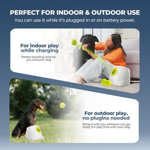 ALL FOR PAWS Automatic Ball Launcher for Dogs, Interactive Tennis Ball Outdoor Thrower for Medium to Large Dogs, Rechargeable Dog Toy, 6 Balls Included