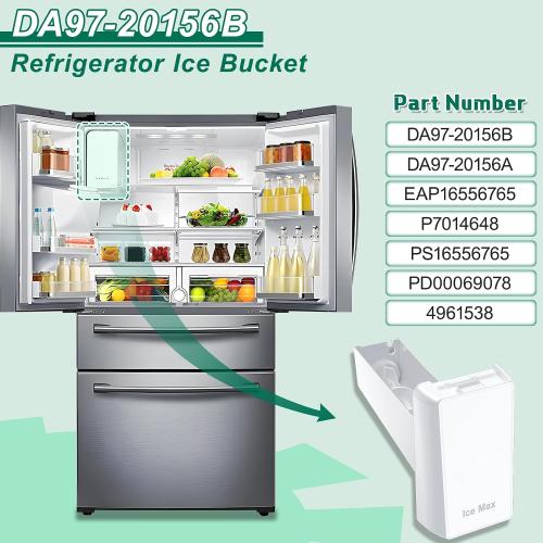 Upgraded DA97-20156A DA97-20156B Refrigerator Ice Bucket Replacement Compatible with Samsung Ice Maker Tray RF27T5201SR, RF28R7351SR, RF28R7201SR, RF28R7351SG Ice Tray Container Assembly