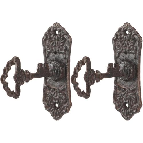 2 Pack Decorative Vintage Cast Iron Wall Hooks Vintage Key Wall Holder for Hanging Coats Key Bags Hats Towels Hanger Rustic Farmhouse Decor