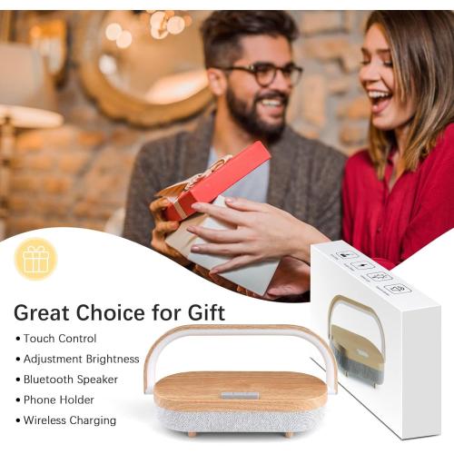 Nightstand Lamp with Wireless Charger,Unique Gifts for Women 4 in 1 Touch Bedside Lamp,Bluetooth Speaker Lamp,Portable Phone Holder,Dimmable LED Night Light Birthday Gifts for Her, Him, Mom,Dad