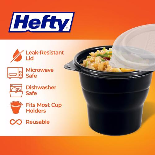 Hefty Multi-Purpose Cups, Reusable Containers with Lids, 16 Ounce Capacity, 4 Count