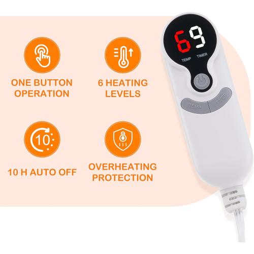 Electric Heated Blanket Full Size 72×84 with 9 Heating Levels & 1-10Hs Auto Off，Double Sided Plush Sherpa, Energy Efficient, Machine Washable, for Couch & Bed, Light Pink