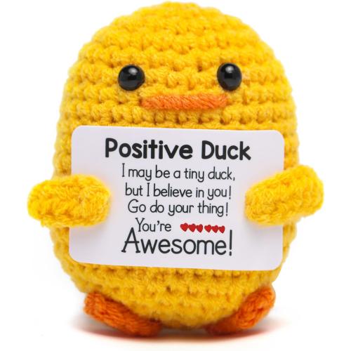 2 PACK Artlunar Funny Positive Duck Emotional Support Ducks Crochet Inspirational Gifts Birthday Valentine White Elephant Gifts for Women Men Cute Duck Home Decor