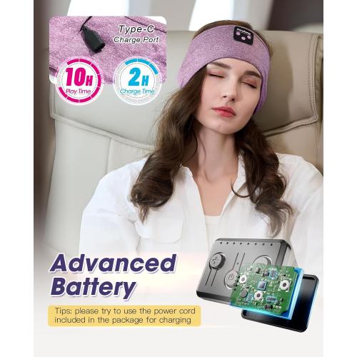 Perytong Sleep Headphones Bluetooth 5.4, Sleep Headphones for Side Sleepers with Ultra-Thin HD Stereo Speakers, Wireless & Sweat Resistant Sport Earphones for Workout Yoga Travel