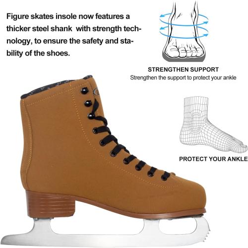 woman's 11 Men 10 Nattork Figure Skates for Boys and Girls Excellence Stainless Steel Blades Ice Figure Skating with Enhanced Support Strength Performance and Ultimate Comfort