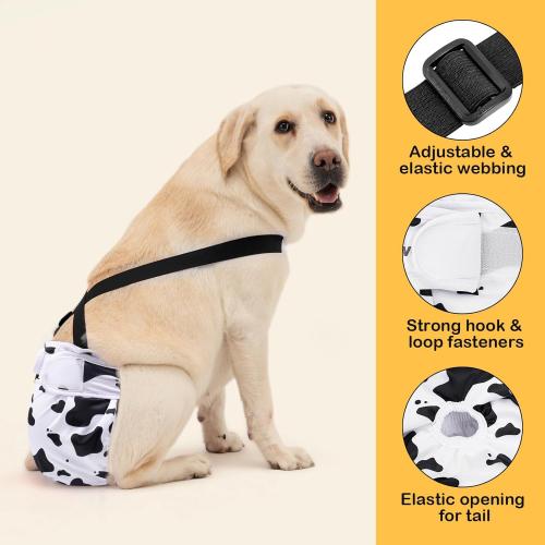 Size S/M Avont 3 Pack Washable Female Dog Diaper with Suspender, Reusable Girl Doggie Diapers  Doggy in Heat Cycle Period Incontinence