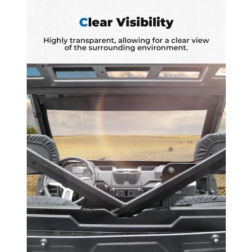 KEMIMOTO Soft Front Windshield, PVC Front Window Compatible with Polaris Ranger 1000 / Crew 2020-2025 & Ranger XP 1000 / Crew 2017-2025, Dustproof Waterproof Accessories