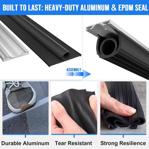 16.5 FT Garage Door Seals Bottom Rubber, Heavy Duty U O Ring Garage Door Bottom Seal with Aluminium Track Retainer Kit, Universal Garage Door Weather Stripping for Home Garage Protection