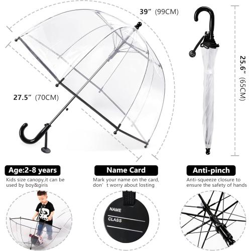 Kids Clear Umbrellas for Rain Dome Bubble Umbrella Windproof for Kids Boys and Girls