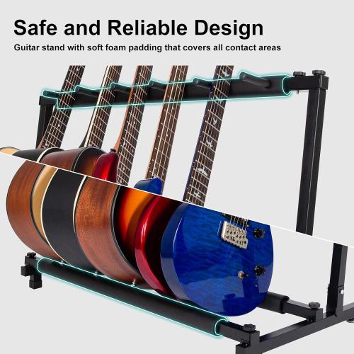 AODSK Multi Guitar Stand Rack with Folding Design,Multiple Guitars Stand,Portable Black Guitar Holder,Black Guitar Display Holder for Guitar & Bass,Studio & Home
