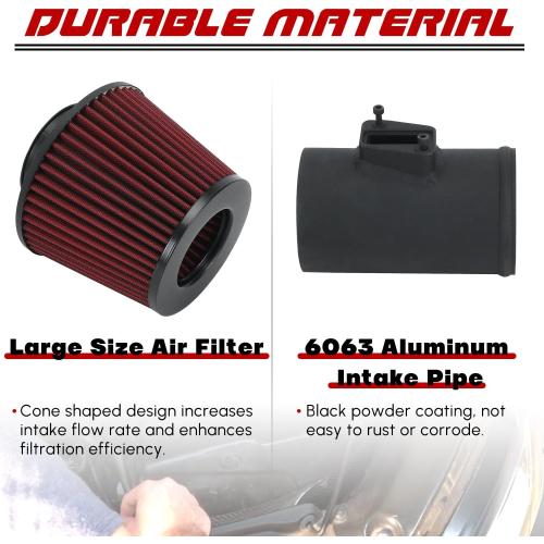 PTNHZ 3.0 Intake Pipe Cold Air Intake System Kit W/Heat Shield Compatible With 2007-2013 Audi A3 S3 2009-2013 VW Jetta MK6 Passat Tiguan