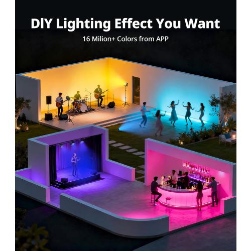 12x12W RGBWA UV LED Par Lights, 8-Hr Battery Powered Uplights with DMX512/APP/Remote Control, Stage Lighting for DJ Shows, Studio, Party, Indoor Events