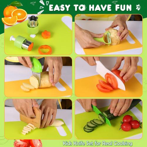 Goodche 16 Pieces Toddler Knife Set- Kids Cooking Sets Real