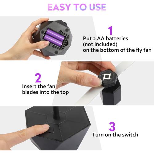 Fly Fans for Tables, Fly Repellent Fan Outdoor Indoor Keep Flies Away, Fly Repellent Fans for Tables with Holographic Blades for Picnic, Party, Restaurant, Kitchen, and BBQ, 4 Pack Black - no test