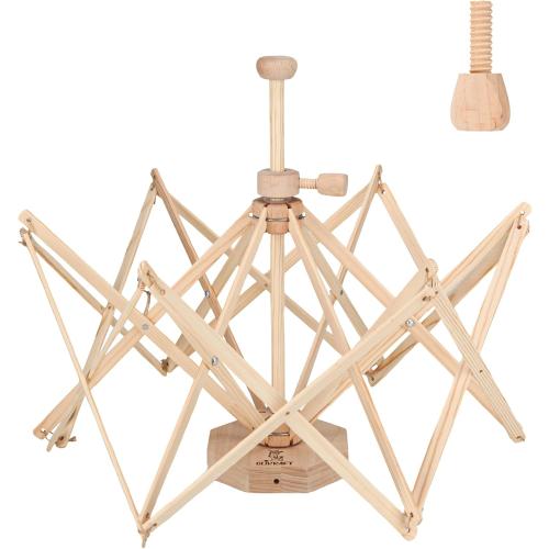 Olikraft Wooden Yarn Swift | Lightweight Reverse Yarn Umbrella Swifts | Ball Swift | Skein Winder | No Clamp Required (Patented)