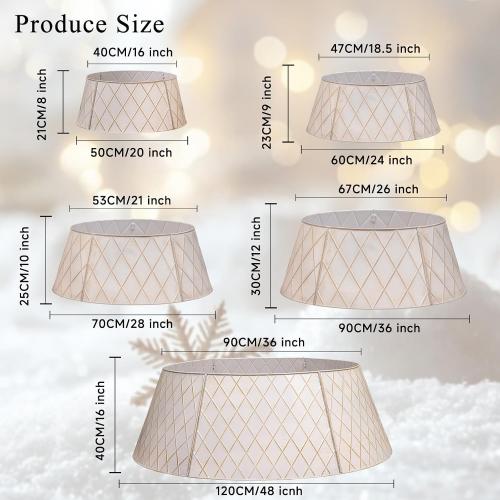 Lanpn Metal Christmas Tree Collar 24 inch, Christmas Tree Ring Collar for Small Mini Pencil Xmas Stand Cover Real Artificial Trees Indoor Outdoor Decoration (White, Diamond)