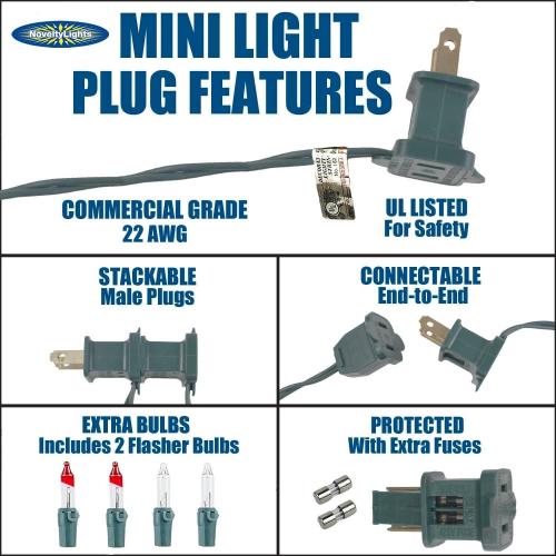 2Pack......Lights  Traditional Incandescent Mini Lights, Red/White/Blue on Green Wire with 6 Spacing, Commercial Grade and UL Listed for Indoor/Outdoor Use, End-to-End Connectable