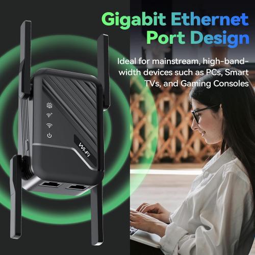 Wireless Router Amplifier with Ethernet Port, Wide Compatibility, WiFi Range Extender
