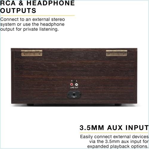 Victrola Century Essential - 5-in-1 Vinyl Record Player & Music Center – 3-Speed Turntable, CD Player, VINYLSTREAM, Bluetooth & 3.5mm Aux, Record Player with Speakers, Mid Century Design (Walnut)