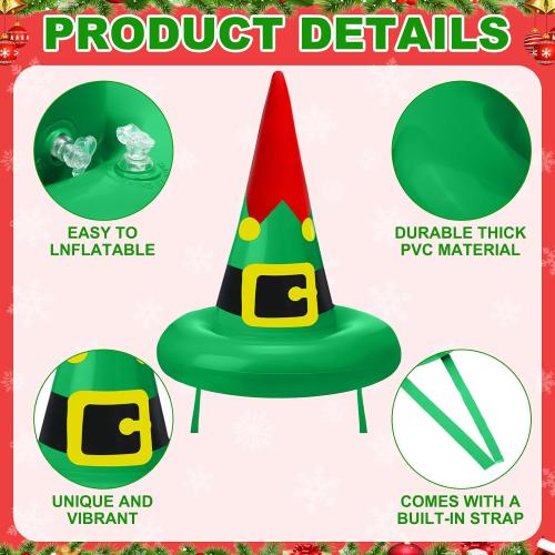 Christmas Ring Toss Games Set Inflatable Hat Ring Toss Game with Air Pump for Adults Family Party Indoor Outdoor Toys Gifts