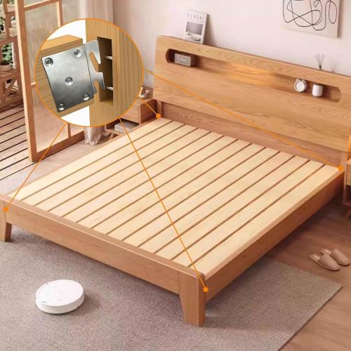 4 Pcs Bed Rail Hooks Plates, Universal Bed Frame Brackets for Headboard Footboard, Replacement Parts with Mounting Screws (96x93mm/3.78x3.66inch)